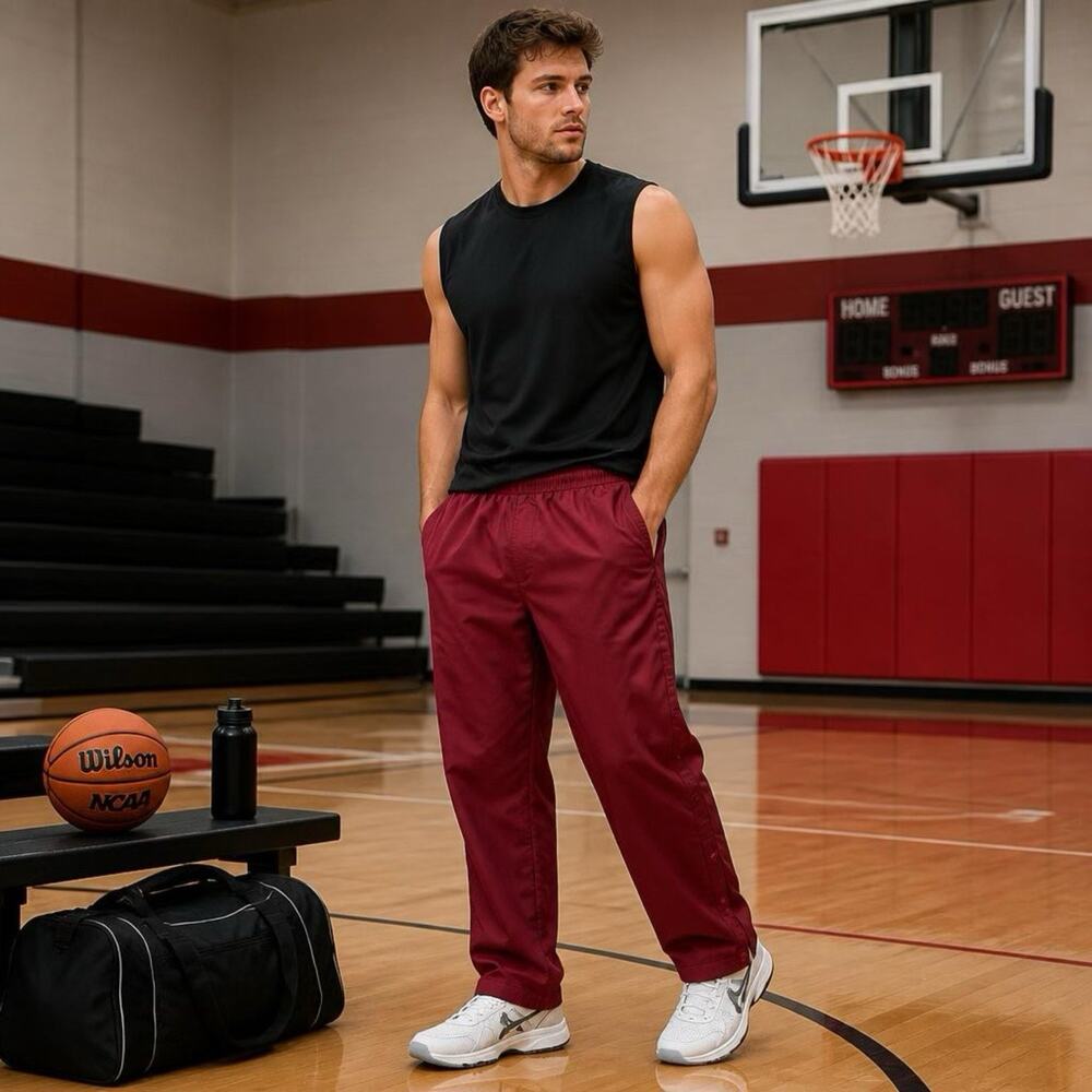 NWT Champion Track Pants Men’s 2XL Burgundy Woven Nylon Warm Up Outdoors Sports